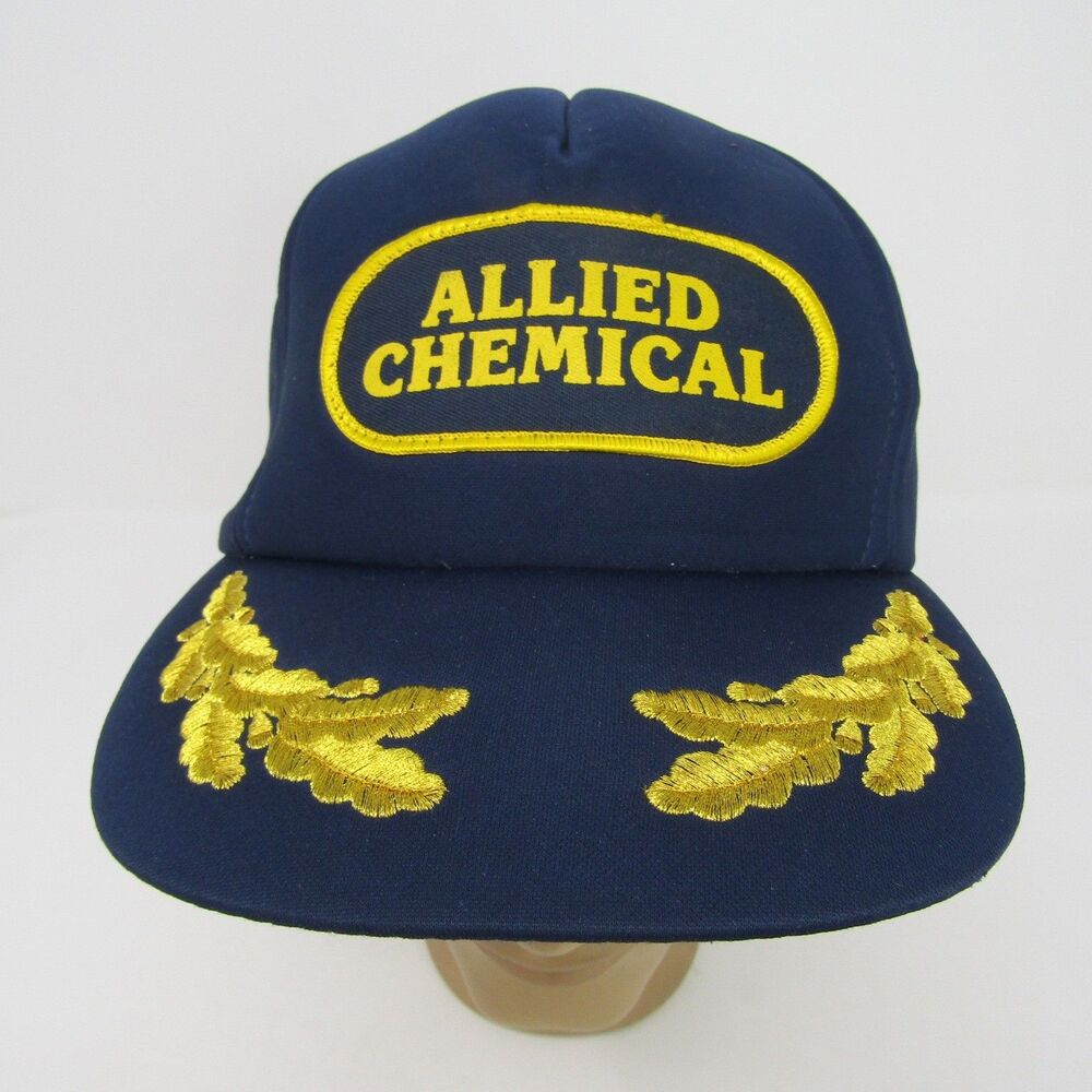 Allied Chemical Vintage Snapback Hat Wear-Guard Adjustable Cap Navy Blue